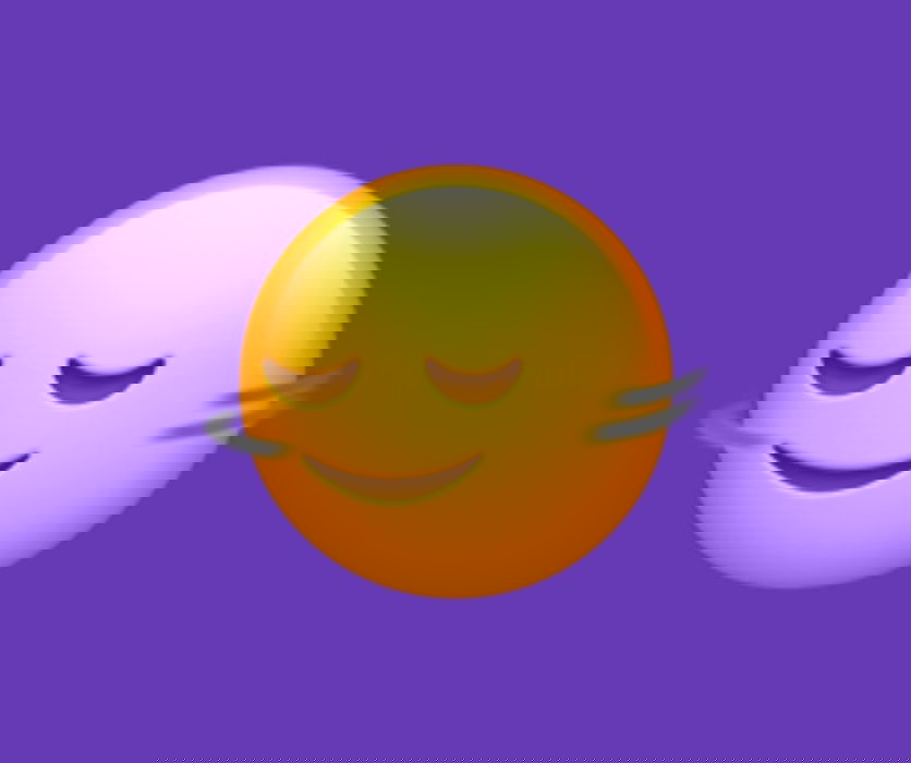 Emoji balançado a caça horizontalmnte, como se dissesse que não, em fundo roxo