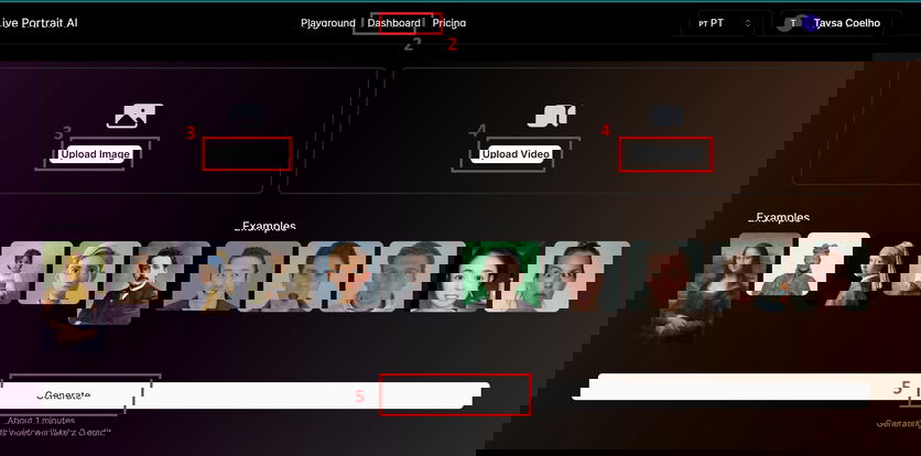 Passo a passo de como gerar vídeo por foto no Live Portrait AI