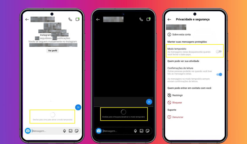 modo temporário instagram