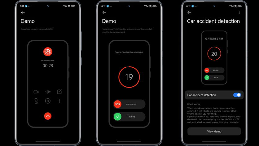 Novo recurso de detecção de acidente Xiaomi