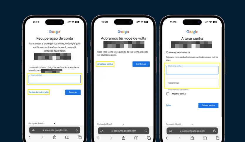 recuperar senha gmail